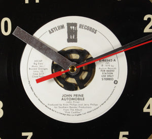 John Prine "Automobile" Record Clock 45rpm Recycled Vinyl