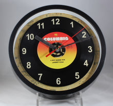 Load image into Gallery viewer, Johnny Cash "A Boy Named Sue" Record Clock 45rpm Recycled Vinyl
