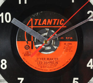 Led Zeppelin "D'yer Mak'er" Record Clock 45rpm Recycled Vinyl