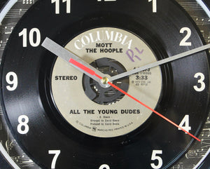 Mott The Hoople "All The Young Dudes" Record Clock 45rpm Recycled Vinyl
