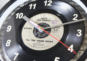Mott The Hoople "All The Young Dudes" Record Clock 45rpm Recycled Vinyl