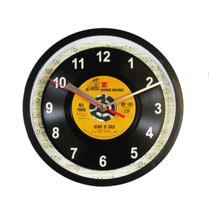 Neil Young "Heart Of Gold" Record Clock 45rpm Recycled Vinyl