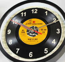 Load image into Gallery viewer, Neil Young &quot;Heart Of Gold&quot; Record Clock 45rpm Recycled Vinyl

