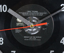 Load image into Gallery viewer, Neil Young &quot;Weight Of The World&quot; Record Clock 45rpm Recycled Vinyl
