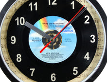 Load image into Gallery viewer, New Edition &quot;Tears On My Pillow&quot; Record Clock 45rpm Recycled Vinyl
