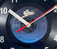 Load image into Gallery viewer, REO Speedwagon &quot;Take It On The Run&quot; Record Clock 45rpm Recycled Vinyl
