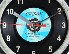 Load image into Gallery viewer, The Rolling Stones &quot;Paint It, Black&quot; Record Clock 45rpm Recycled Vinyl
