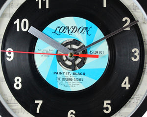 The Rolling Stones "Paint It, Black" Record Clock 45rpm Recycled Vinyl