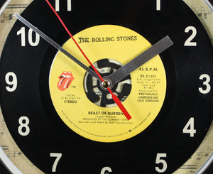 The Rolling Stones "Beast Of Burden" Record Clock 45rpm Recycled Vinyl