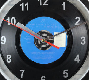 The Rolling Stones "Rock And A Hard Place" Record Clock 45rpm Recycled Vinyl