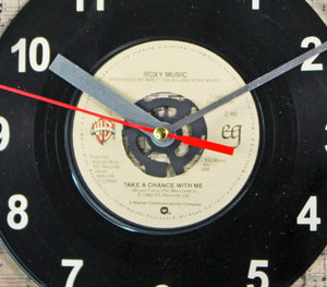 Roxy Music "Take A Chance With Me" Record Clock 45rpm Recycled Vinyl