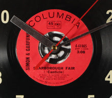 Load image into Gallery viewer, Simon and Garfunkel &quot;Scarborough Fair / Canticle&quot; Record Clock 45rpm Recycled Vinyl
