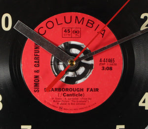 Simon and Garfunkel "Scarborough Fair / Canticle" Record Clock 45rpm Recycled Vinyl
