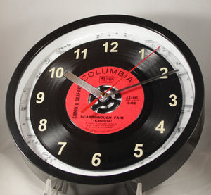 Simon and Garfunkel "Scarborough Fair / Canticle" Record Clock 45rpm Recycled Vinyl