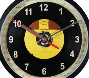 Stevie Wonder "I Wish" Record Clock 45rpm Recycled Vinyl