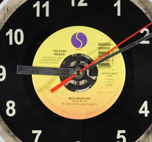 Load image into Gallery viewer, Talking Heads &quot;Wild Wild Life&quot; Record Wall Clock 45rpm Recycled Vinyl
