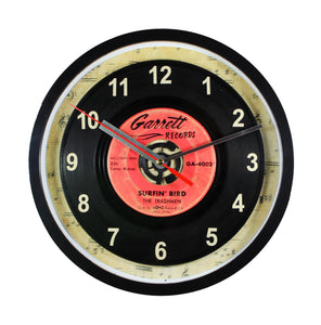 The Trashmen "Surfin' Bird" Record Clock 45rpm Recycled Vinyl