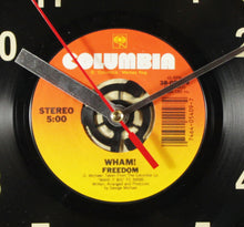 Load image into Gallery viewer, Wham! &quot;Freedom&quot; Record Clock 45rpm Recycled Vinyl
