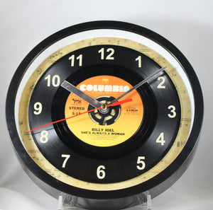 Billy Joel "She's Always A Woman" Record Clock 45rpm Recycled Vinyl