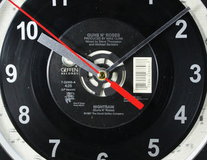 Guns N' Roses "Nightrain" Record Clock 45rpm Recycled Vinyl