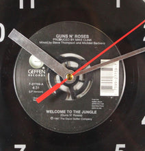 Load image into Gallery viewer, Guns N&#39; Roses &quot;Welcome To The Jungle&quot; Record Clock 45rpm Recycled Vinyl
