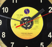 Load image into Gallery viewer, k.d. lang "Constant Craving" Record Clock 45rpm Recycled Vinyl

