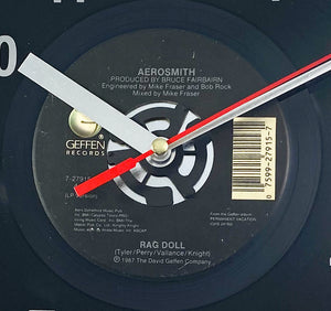 Aerosmith "Rag Doll" Record Clock 45rpm Recycled Vinyl