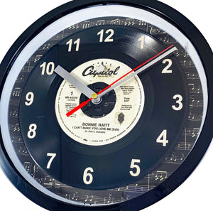 Bonnie Raitt "I Can't Make You Love Me" Record Clock 45rpm Recycled Vinyl