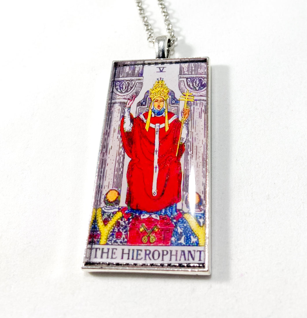 The Hierophant Tarot Card Pendant Necklace - Large