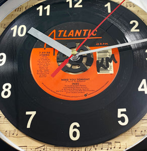 INXS "Need You Tonight" Record Wall Clock 45rpm Recycled Vinyl
