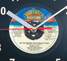 Load image into Gallery viewer, Joan Jett &amp; The Blackhearts &quot;Do You Wanna Touch Me (Oh Yeah)&quot; Record Clock 45rpm Recycled Vinyl
