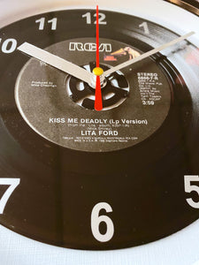 Lita Ford "Kiss Me Deadly" Record Clock 45rpm Recycled Vinyl Record Wall Clock One Of A Kind