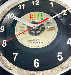 Pet Shop Boys "It's A Sin" Record Clock 45rpm Recycled Vinyl