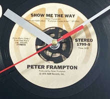 Load image into Gallery viewer, Peter Frampton &quot;Show Me The Way&quot; Record Clock 45rpm Recycled Vinyl
