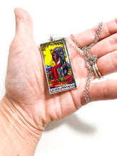 Load image into Gallery viewer, Queen Of Pentacles Tarot Card Pendant Necklace - Large
