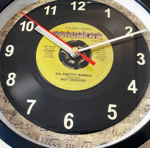 Roy Orbison "Oh, Pretty Woman" Record Clock 45rpm Recycled Vinyl