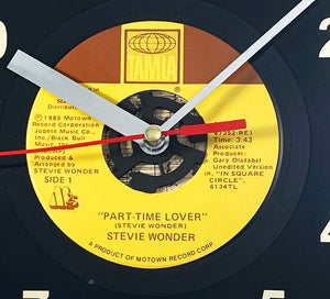 Stevie Wonder "Part-Time Lover" Record Clock 45rpm Recycled Vinyl
