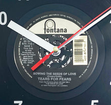 Load image into Gallery viewer, Tears For Fears &quot;Sowing The Seeds Of Love&quot; Record Clock 45rpm Recycled Vinyl
