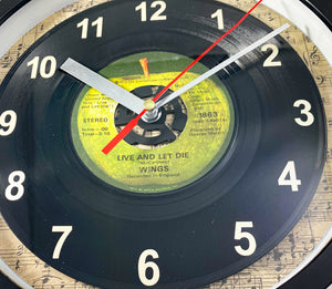 Wings "Live And Let Die" Record Clock 45rpm Recycled Vinyl