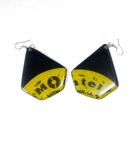Vinyl Record Earrings- "Montel" Yellow Label Recycled One Of A Kind, Lightweight, Upcycled