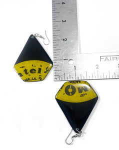 Vinyl Record Earrings- "Montel" Yellow Label Recycled One Of A Kind, Lightweight, Upcycled