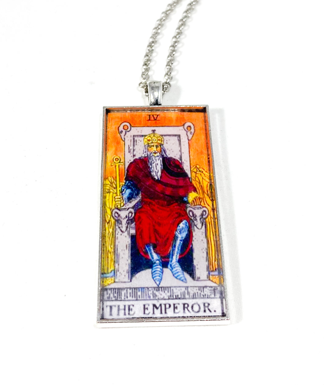 The Emperor Tarot Card Pendant Necklace - Large