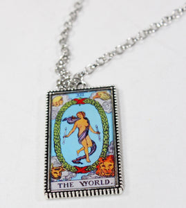 The World Tarot Card Pendant Necklace - Large