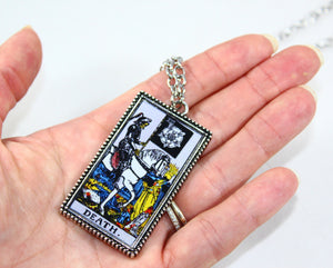 Death Tarot Card Pendant Necklace - Large