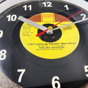 Thelma Houston "Don't Leave Me This Way" Record Clock 45rpm Recycled Vinyl Record Wall Clock One Of A Kind