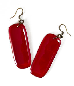 Red Vinyl Record Earrings- Recycled One Of A Kind, Lightweight, Upcycled
